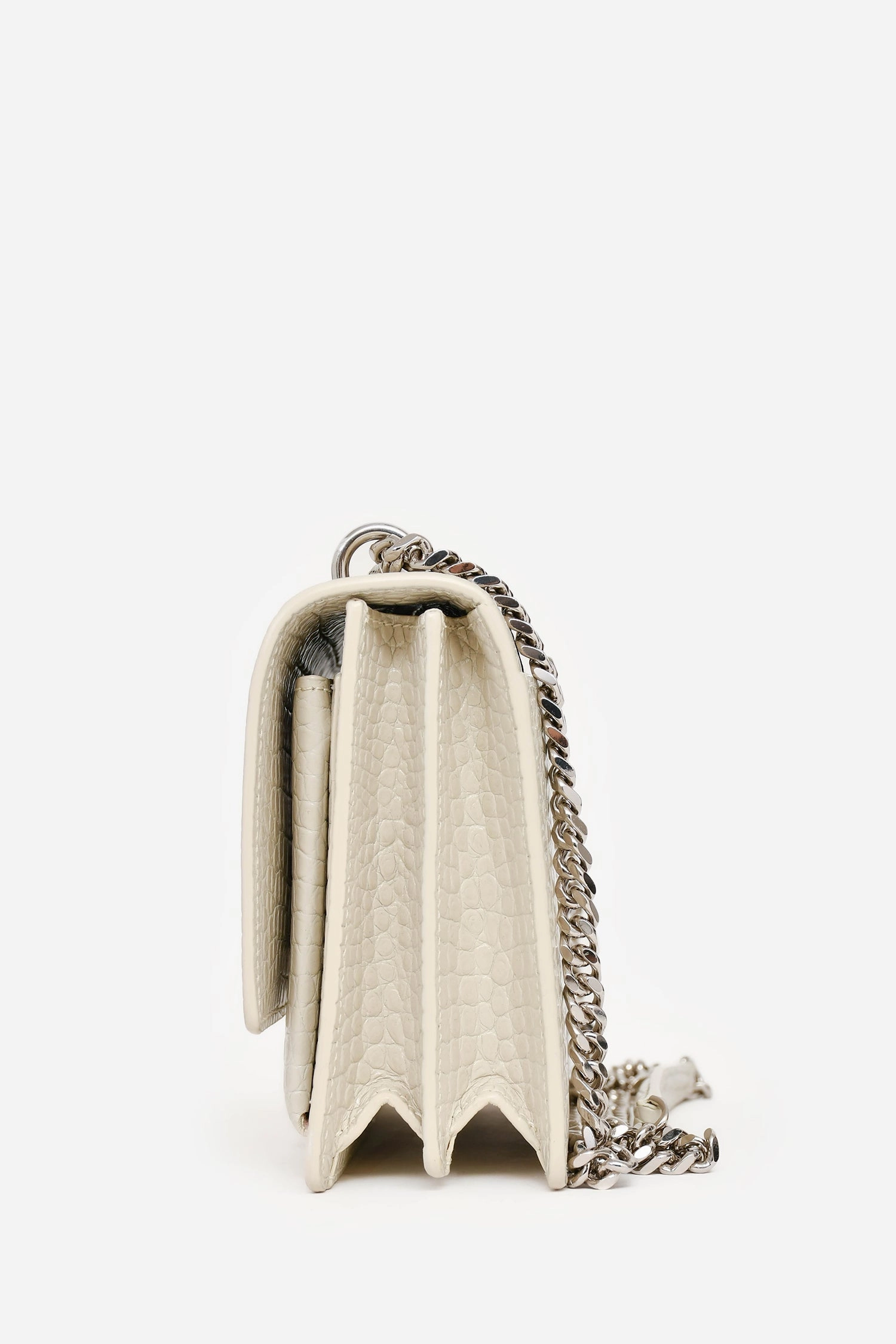 Saint Laurent 2022 Grey Croc Embossed Leather Medium Sunset Shoulder Bag