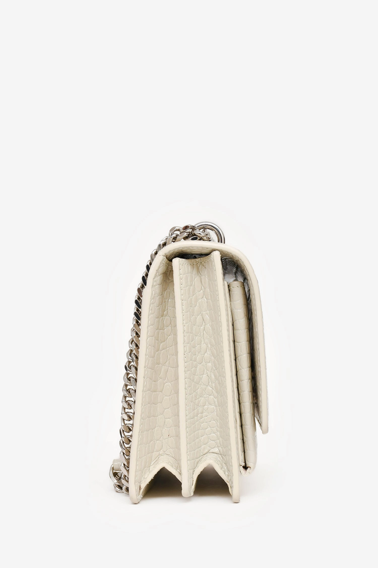 Saint Laurent 2022 Grey Croc Embossed Leather Medium Sunset Shoulder Bag