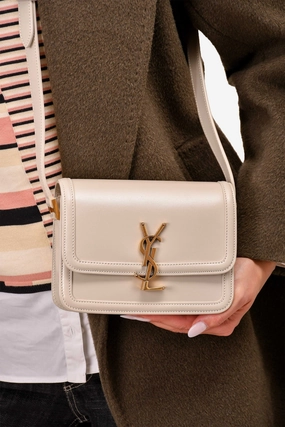 Saint Laurent 2023 White Leather Small Solferino Crossbody