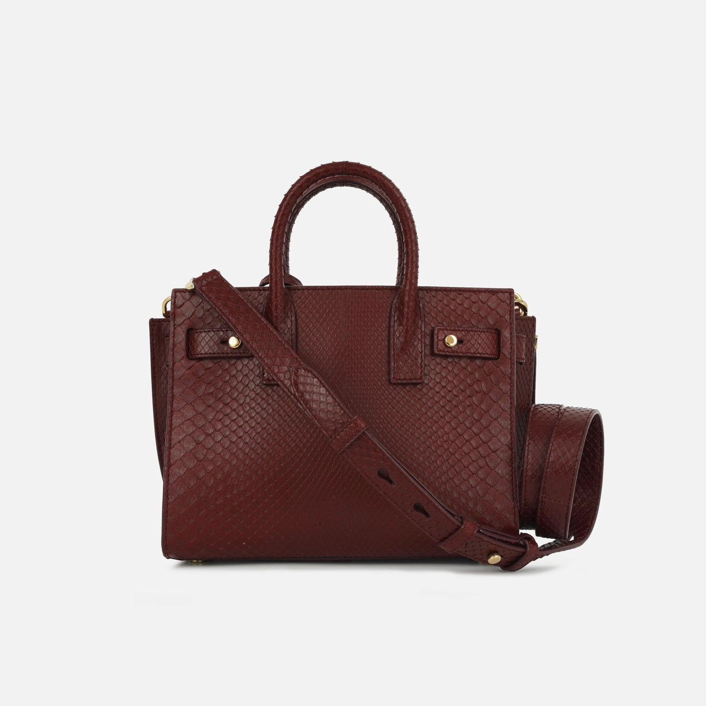 Saint Laurent - Nano Sac De Jour - Maroon Python GHW - Pre-Loved