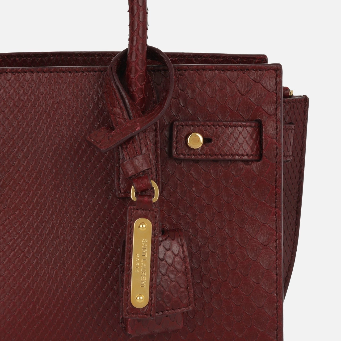 Saint Laurent - Nano Sac De Jour - Maroon Python GHW - Pre-Loved