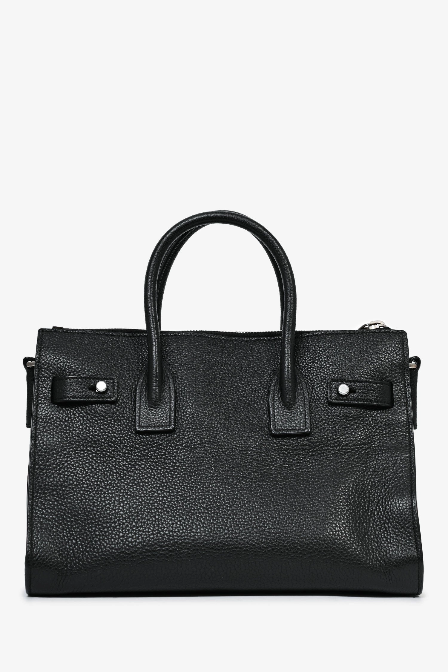 Saint Laurent Black Grained Leather Small 'Sac de Jour' Top Handle Bag with Strap