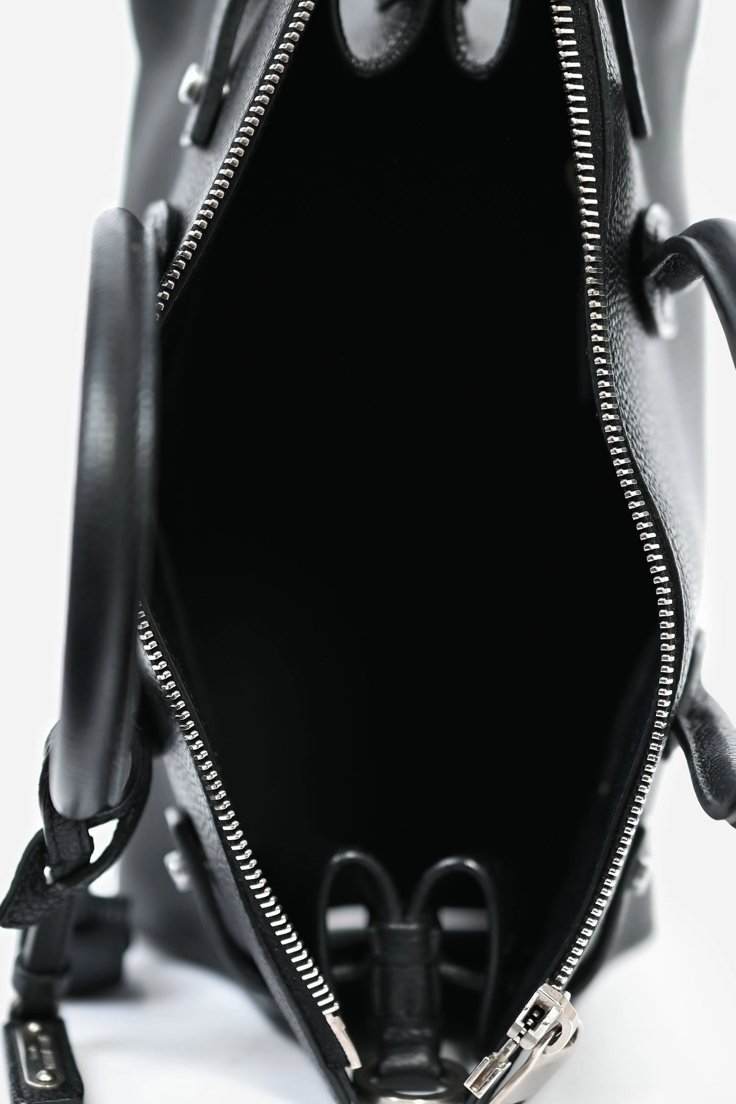 Saint Laurent Black Grained Leather Small 'Sac de Jour' Top Handle Bag with Strap