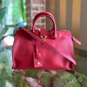 SAINT LAURENT Cabas ChYc Small Leather Two Way Tote