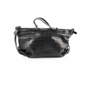 Saint Laurent Croc Embossed Tote Black