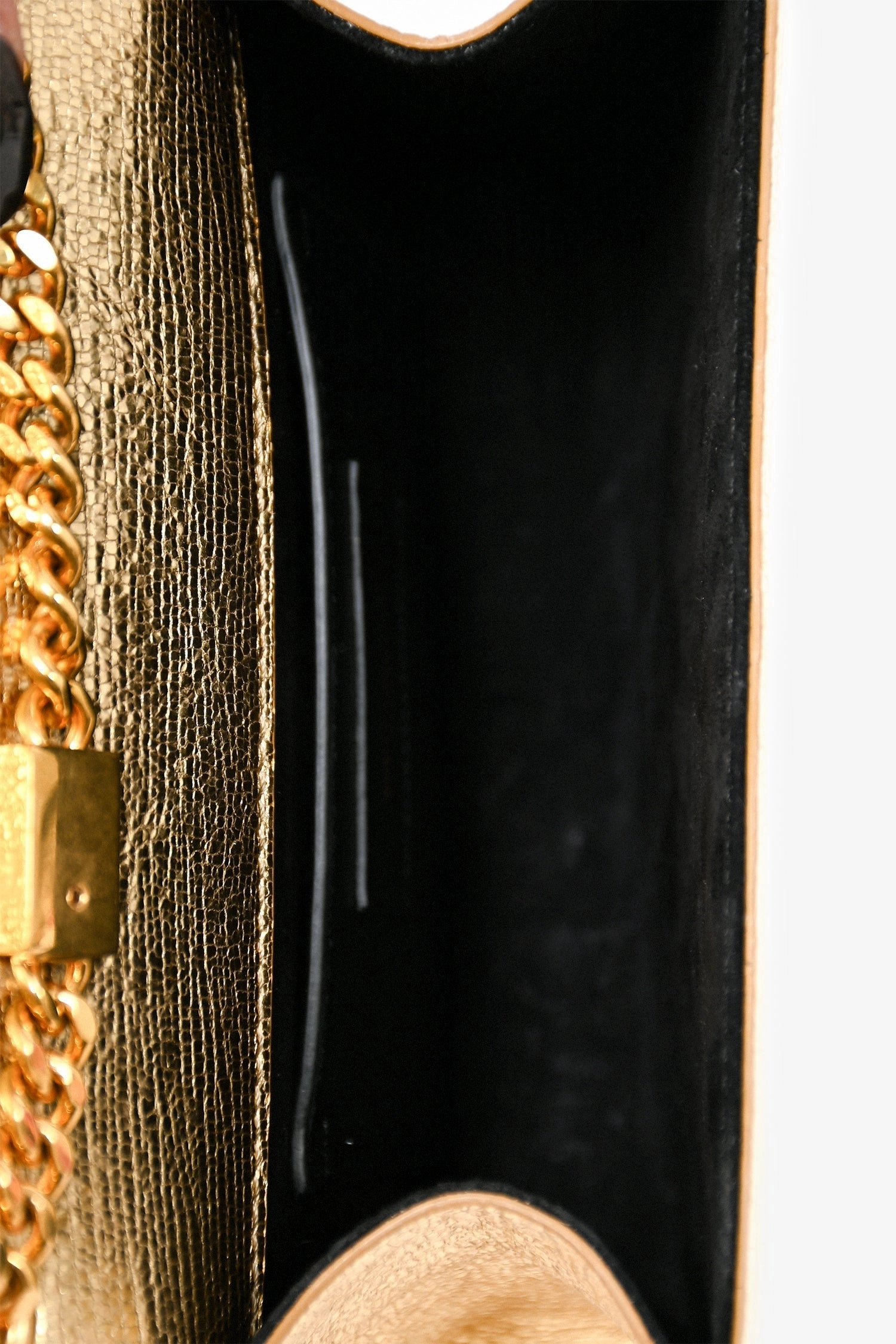 Saint Laurent Gold Metallic Leather Kate Tassel Chain Small Crossbody