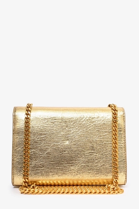 Saint Laurent Gold Metallic Leather Kate Tassel Chain Small Crossbody