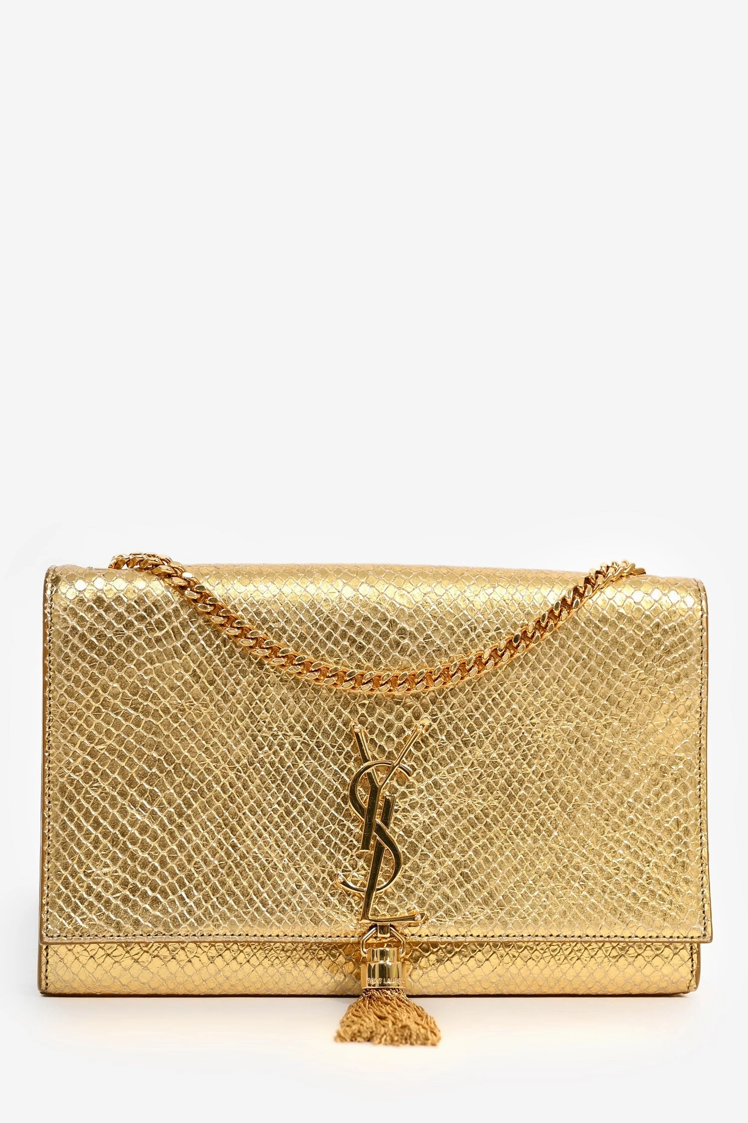 Saint Laurent Gold Tassel Leather Medium Kate Crossbody