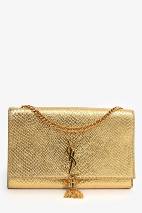 Saint Laurent Gold Tassel Leather Medium Kate Crossbody