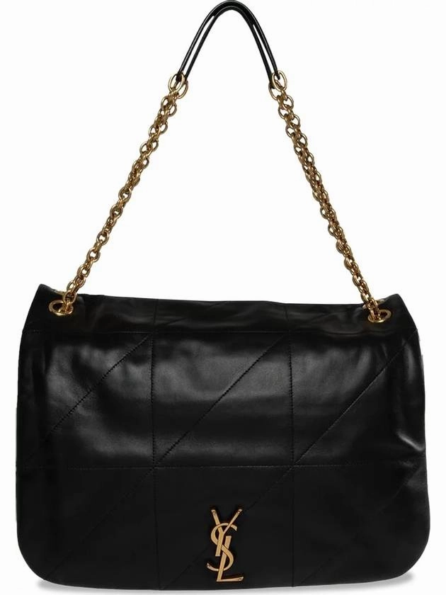 Saint Laurent Jamie Logo Plaque Leather Shoulder Bag Black