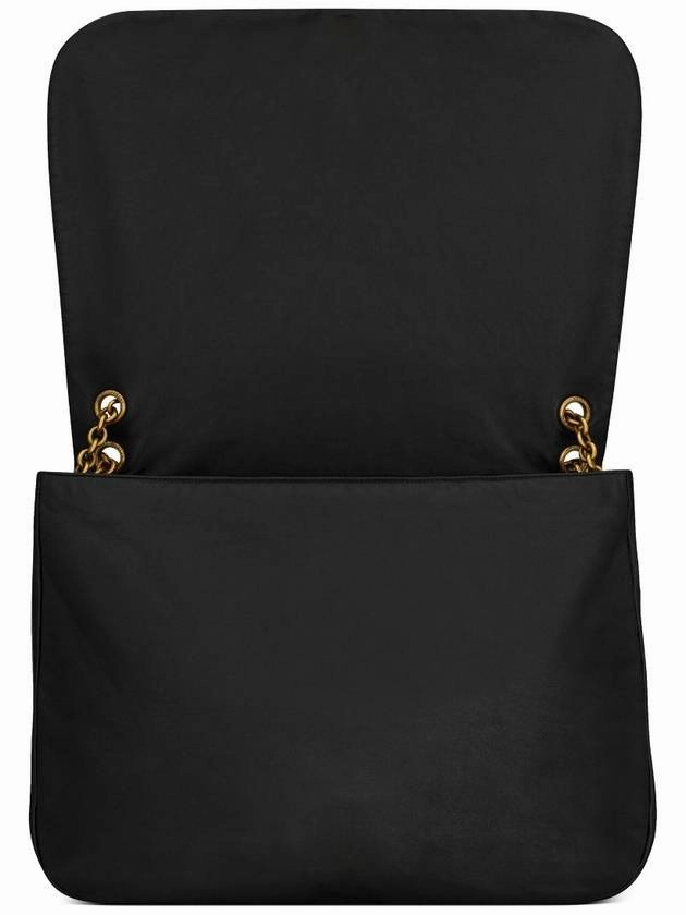 Saint Laurent Jamie Logo Plaque Leather Shoulder Bag Black