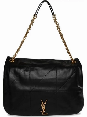 Saint Laurent Jamie Logo Plaque Leather Shoulder Bag Black
