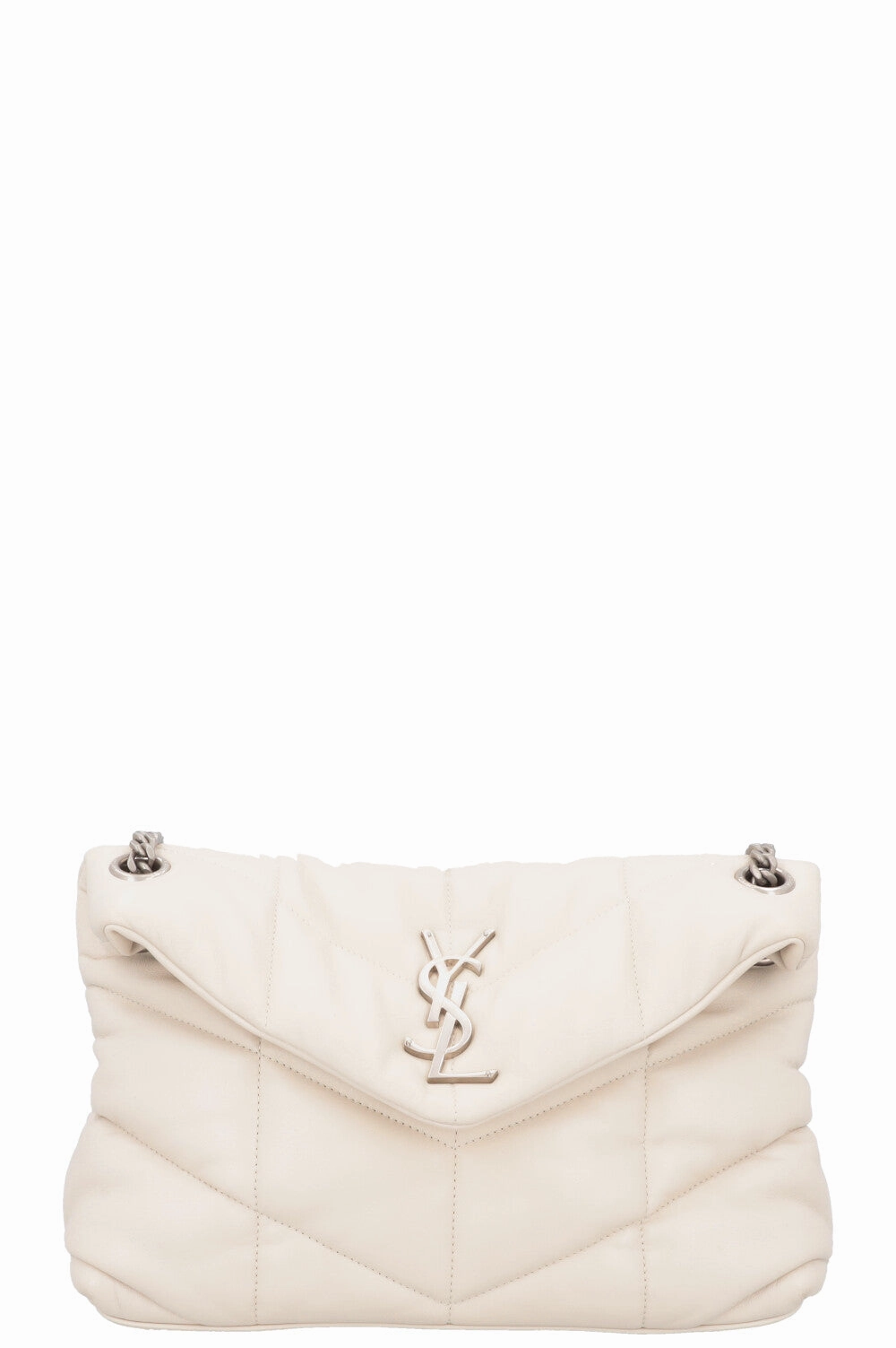 SAINT LAURENT Lou Lou Puffer Crossbody Bag Ivory