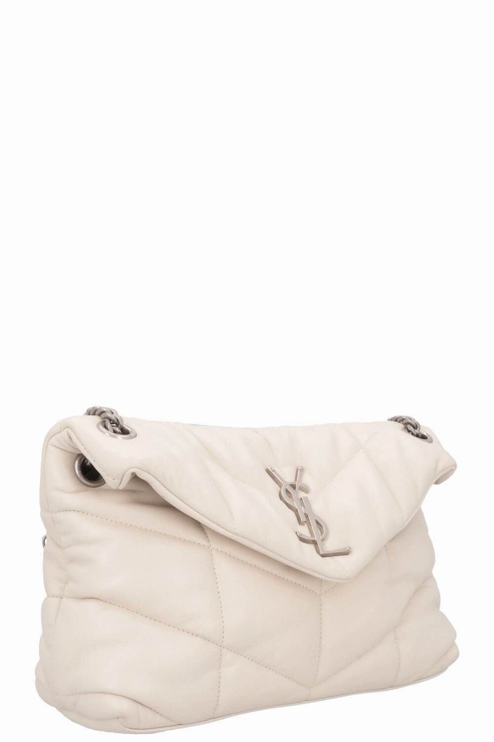 SAINT LAURENT Lou Lou Puffer Crossbody Bag Ivory