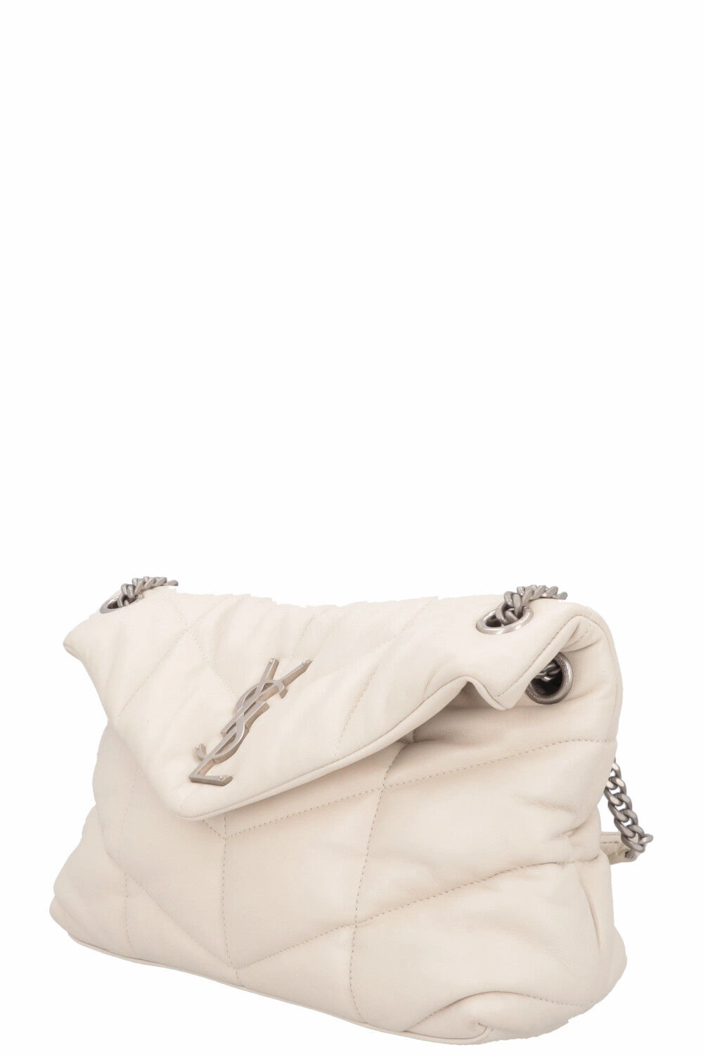 SAINT LAURENT Lou Lou Puffer Crossbody Bag Ivory