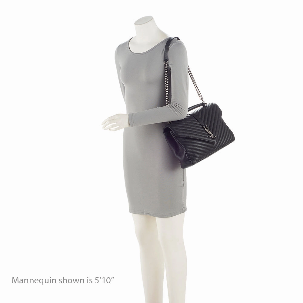 Saint Laurent Matelasse Calfskin Classic Monogram College Large Shoulder Bag (SHF-21810)