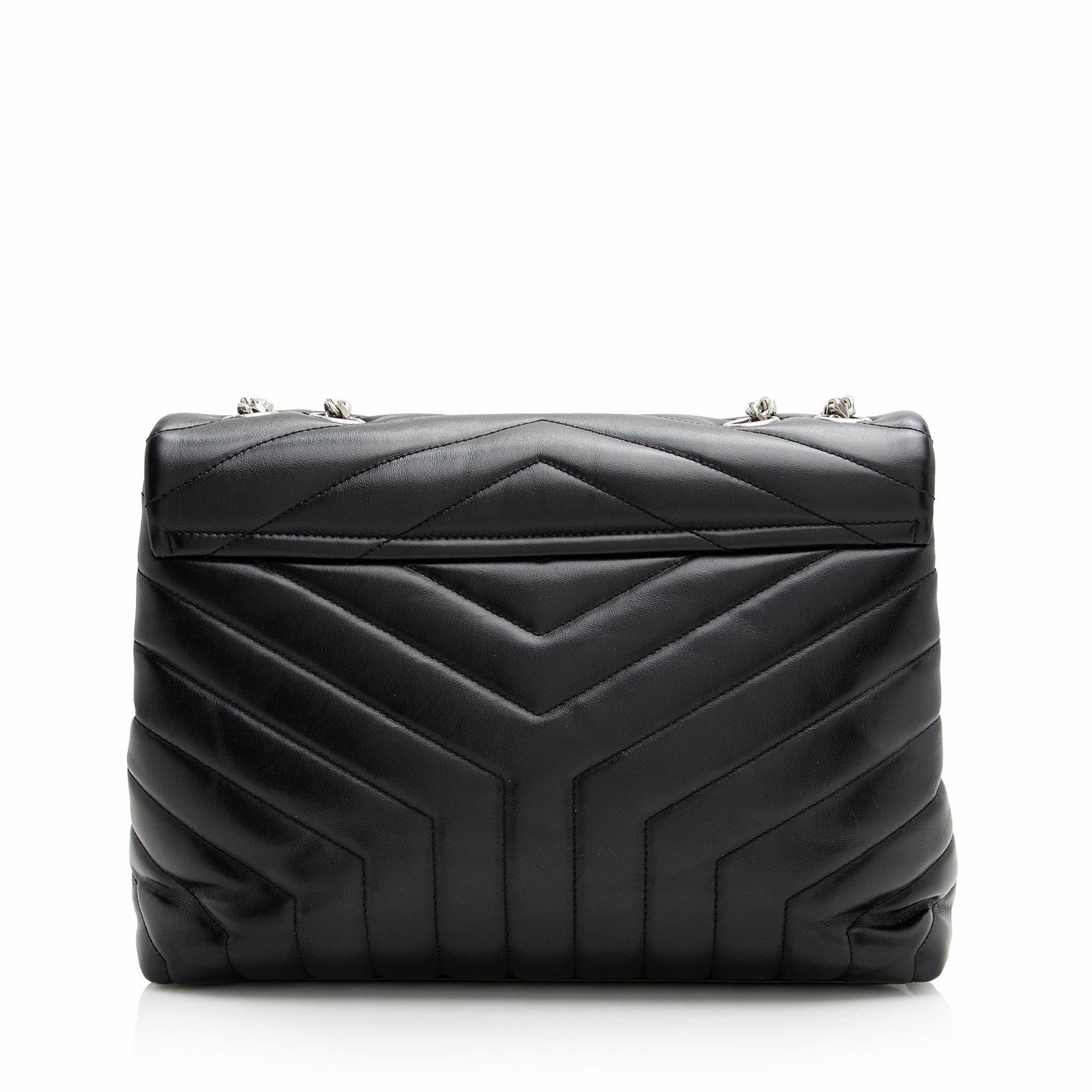 Saint Laurent Matelasse Calfskin Monogram LouLou Chain Medium Shoulder Bag (SHF-22491)