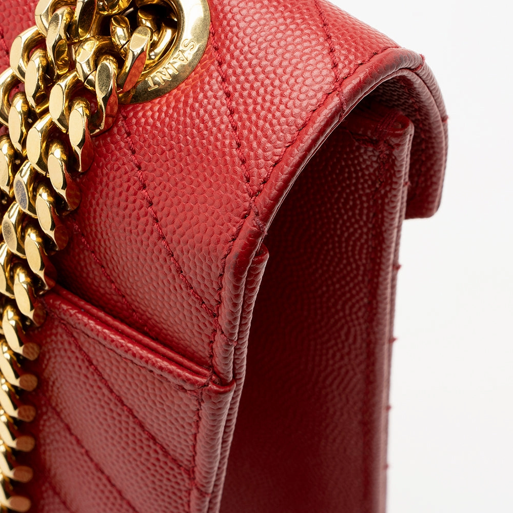 Saint Laurent Matelasse Grain de Poudre Monogram Large Shoulder Bag (SHF-21121)