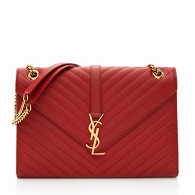 Saint Laurent Matelasse Grain de Poudre Monogram Large Shoulder Bag (SHF-21121)
