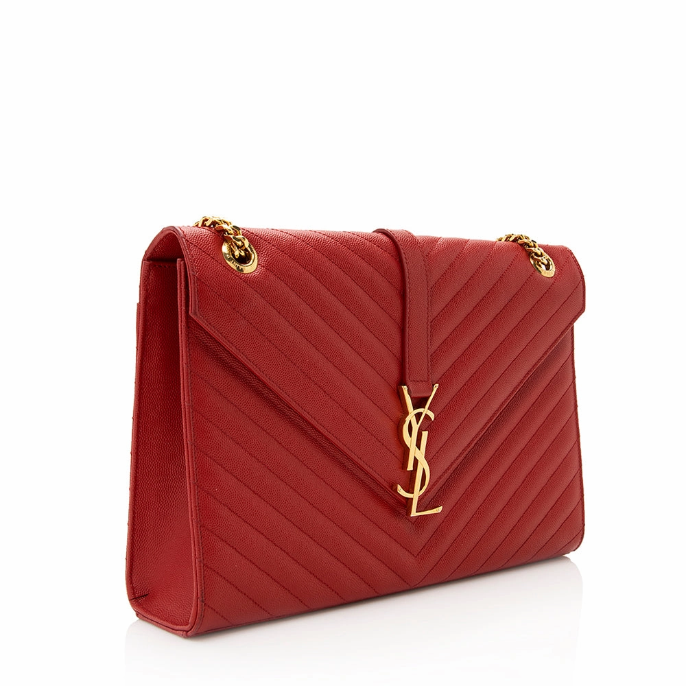 Saint Laurent Matelasse Grain de Poudre Monogram Large Shoulder Bag (SHF-21121)