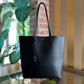 SAINT LAURENT North South Shopper Calfskin Leather Tote Bag