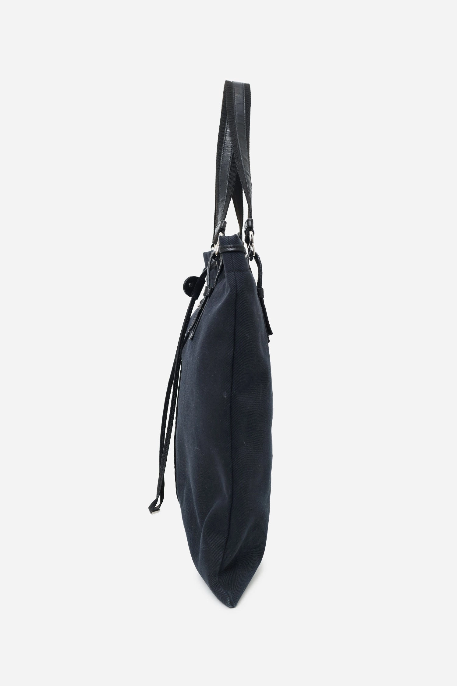 Saint Laurent Paris Black Canvas/Velvet Drawstring Kahala Tote