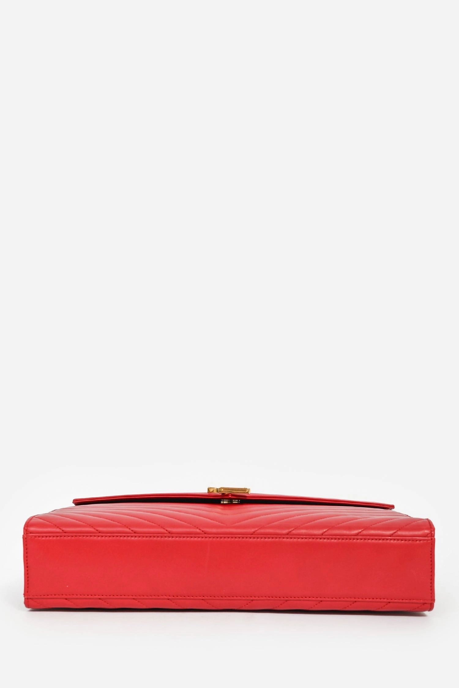 Saint Laurent Red Chevron Leather Envelope Large Chain Shoulder Bag