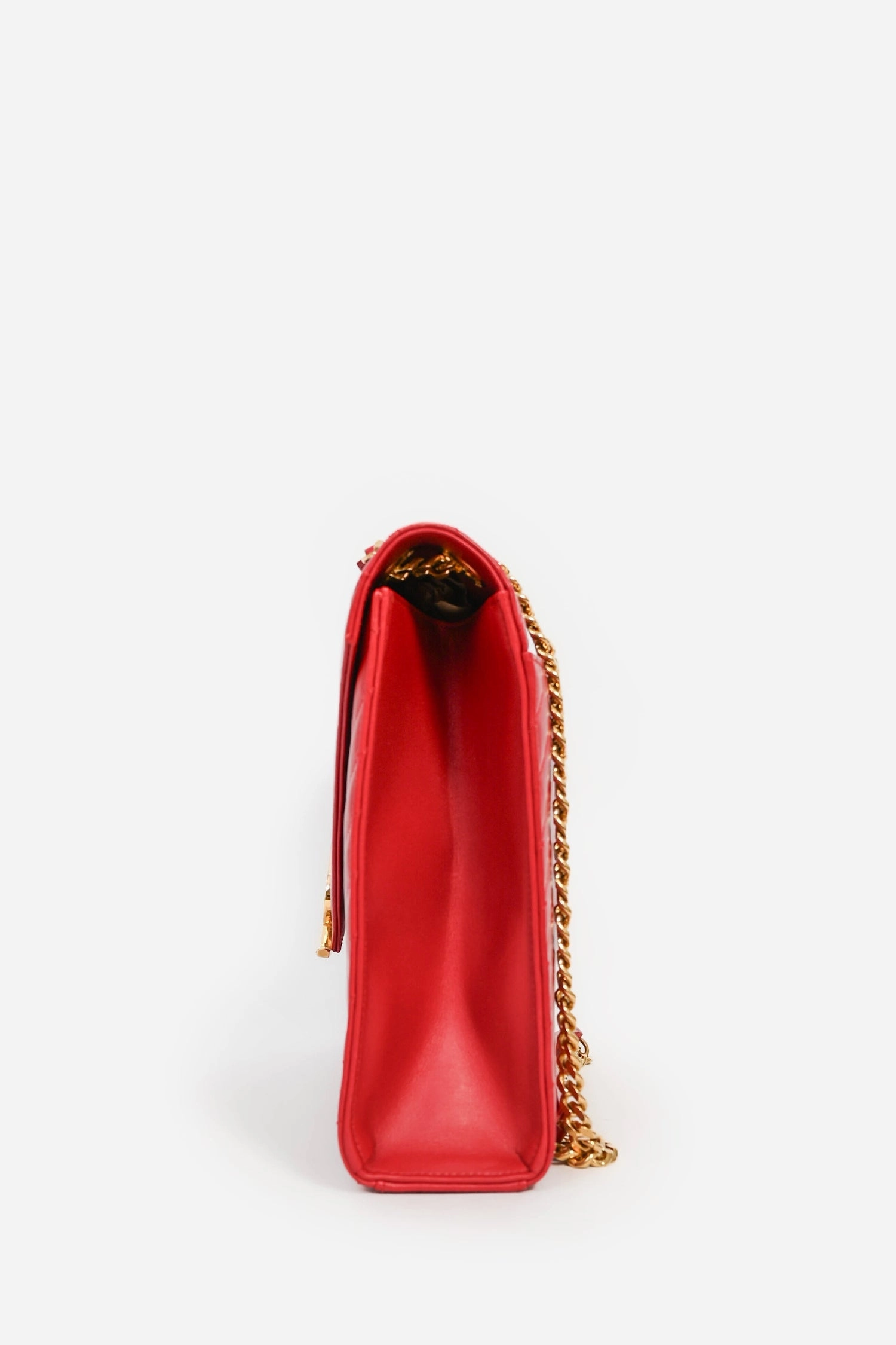Saint Laurent Red Chevron Leather Envelope Large Chain Shoulder Bag