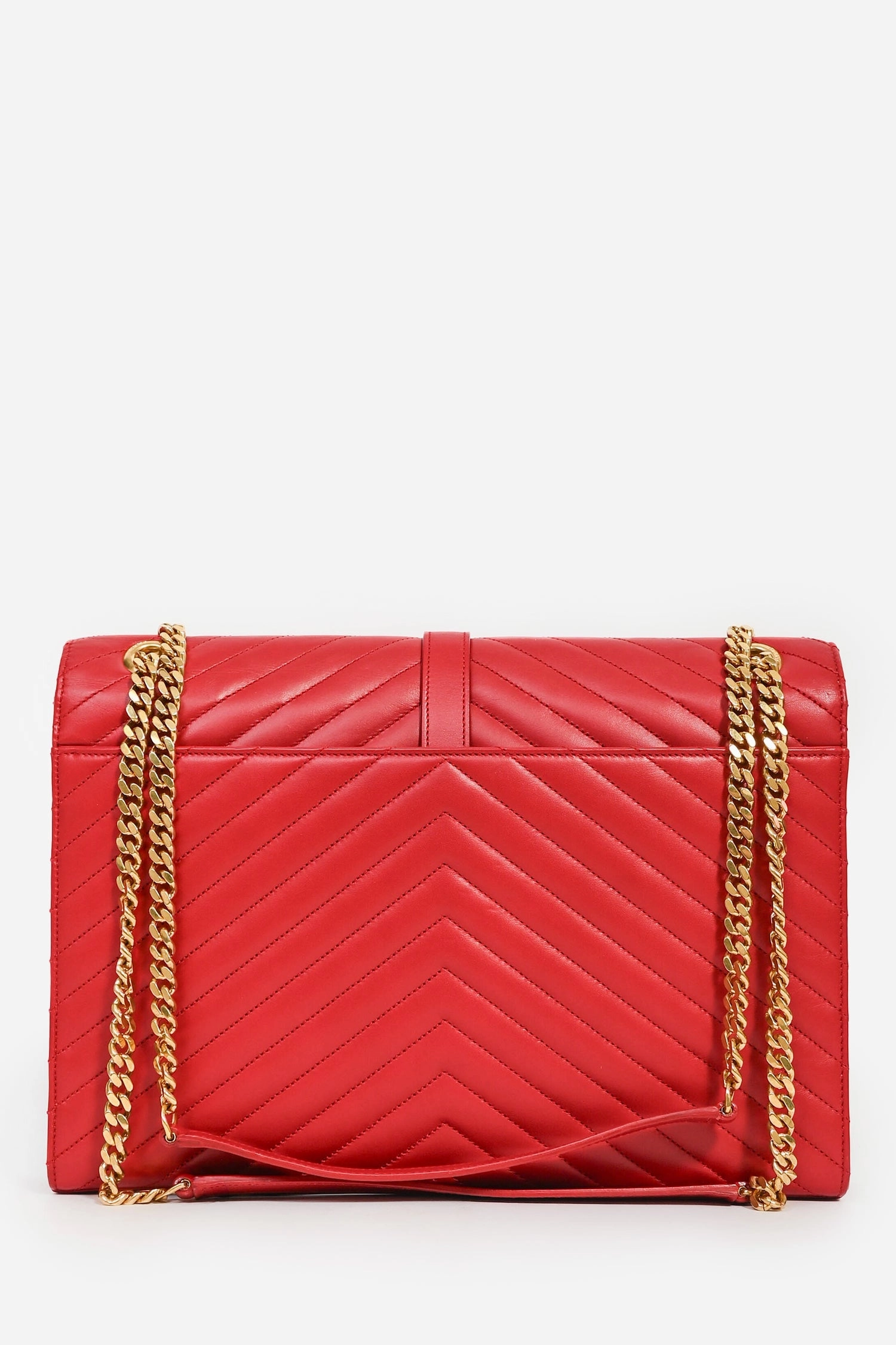 Saint Laurent Red Chevron Leather Envelope Large Chain Shoulder Bag
