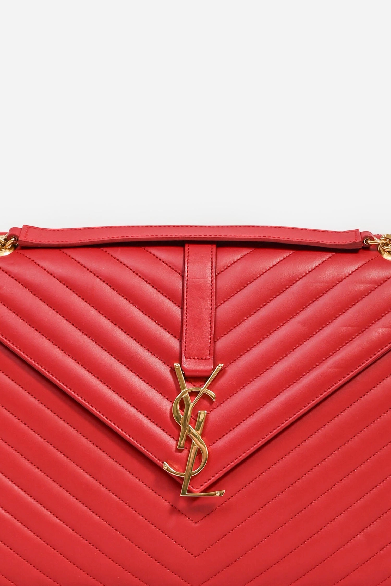 Saint Laurent Red Chevron Leather Envelope Large Chain Shoulder Bag