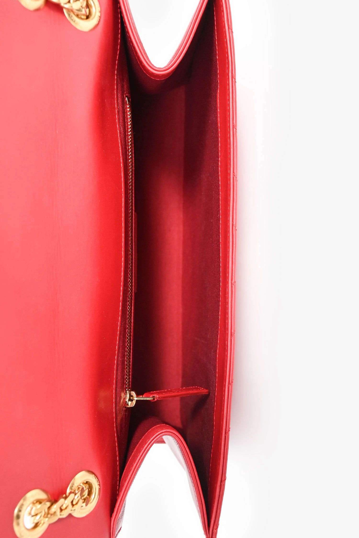 Saint Laurent Red Chevron Leather Envelope Large Chain Shoulder Bag