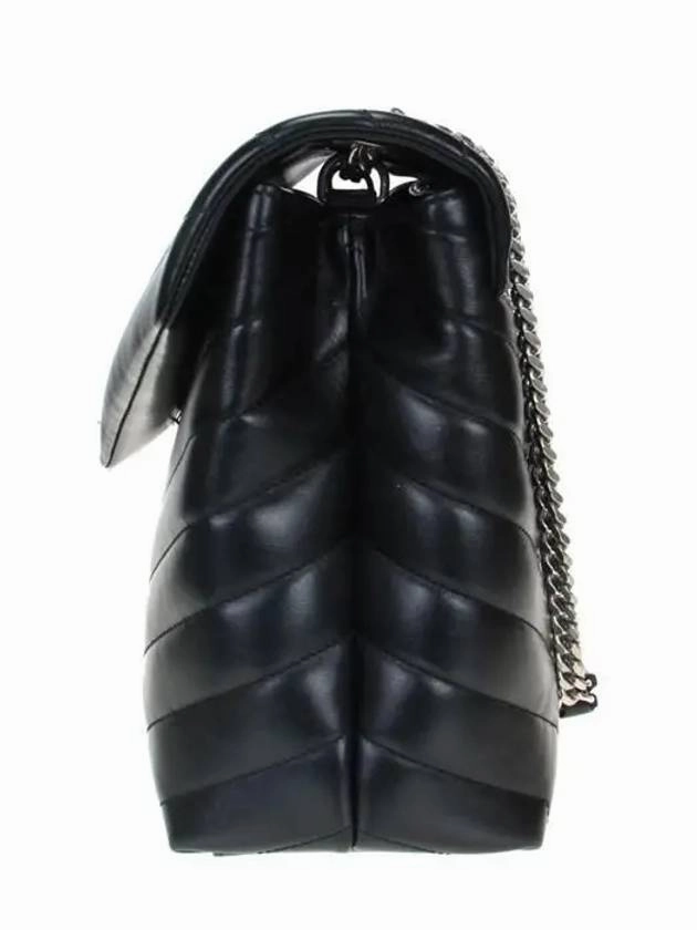Saint Laurent Silver Monogram Loulou Matelasse Y Leather Medium Shoulder Bag Black