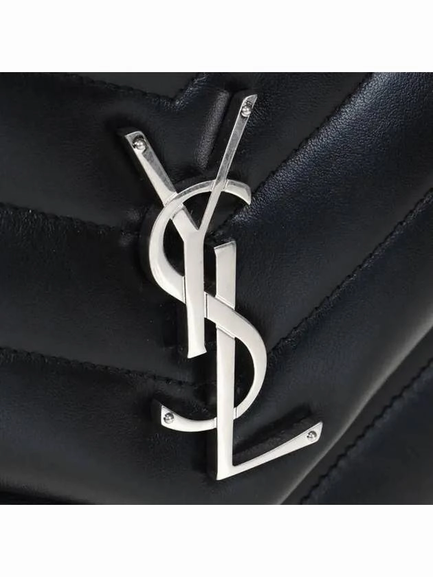 Saint Laurent Silver Monogram Loulou Matelasse Y Leather Medium Shoulder Bag Black