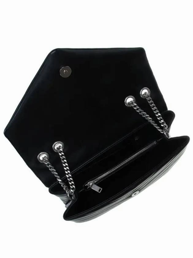 Saint Laurent Silver Monogram Loulou Matelasse Y Leather Medium Shoulder Bag Black