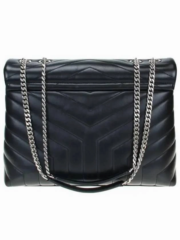 Saint Laurent Silver Monogram Loulou Matelasse Y Leather Medium Shoulder Bag Black