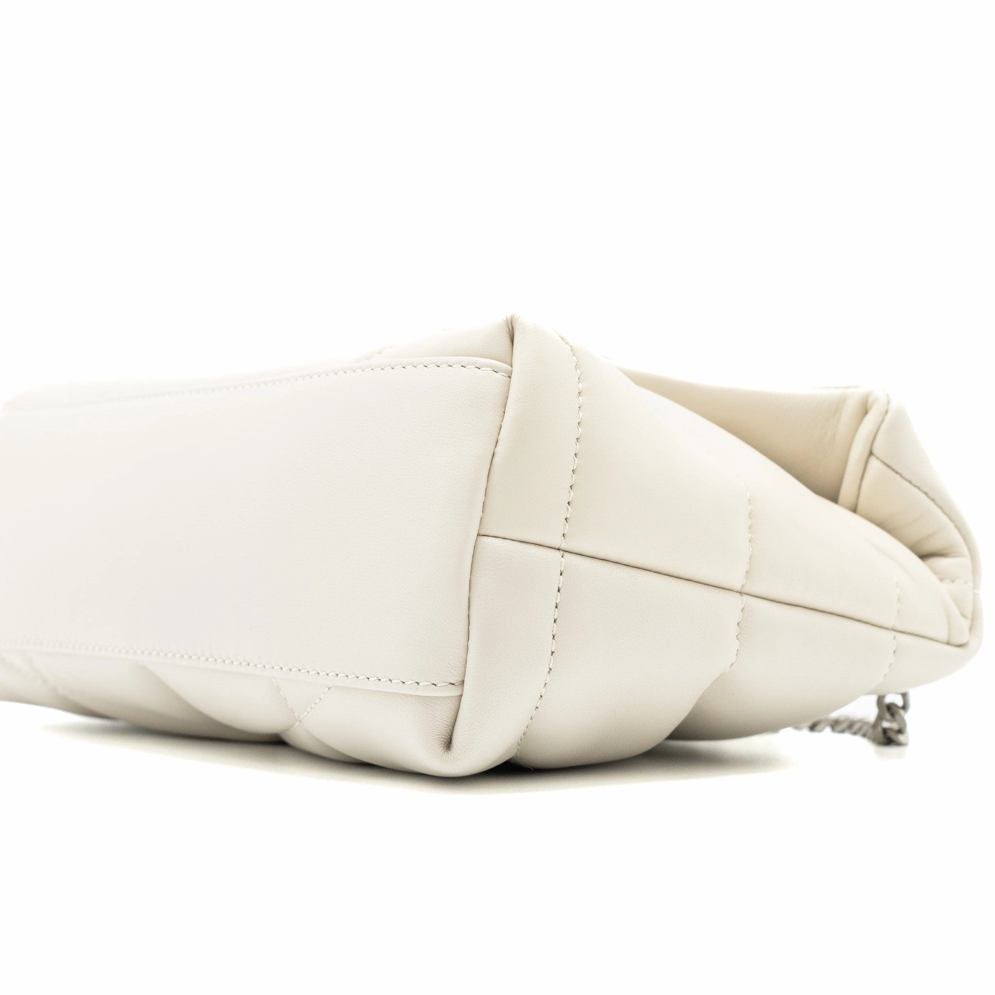 Saint Laurent Small Loulou Puffer Shoulder Bag Lambskin Blanc Vintage Ruthenium Hardware