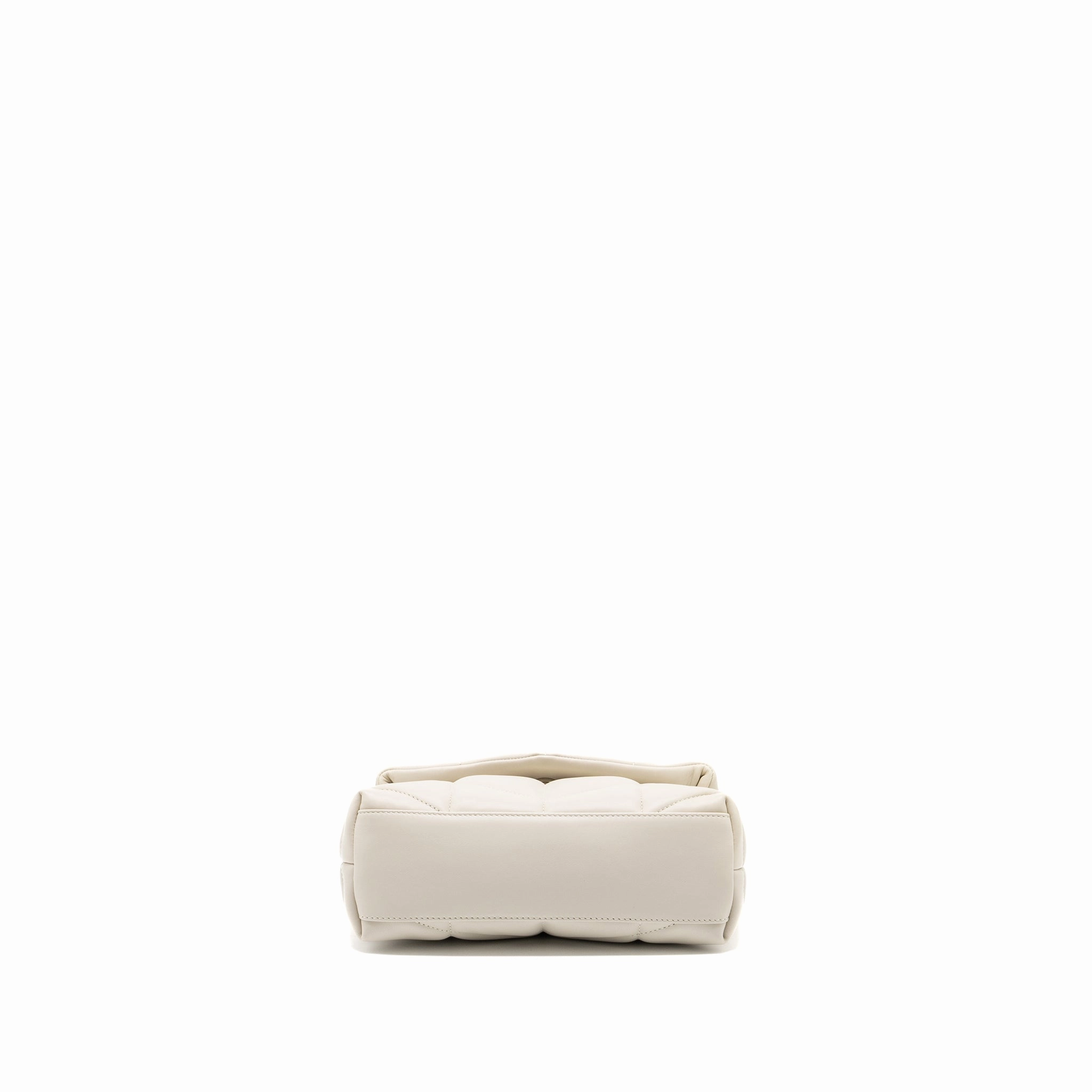 Saint Laurent Small Loulou Puffer Shoulder Bag Lambskin Blanc Vintage Ruthenium Hardware