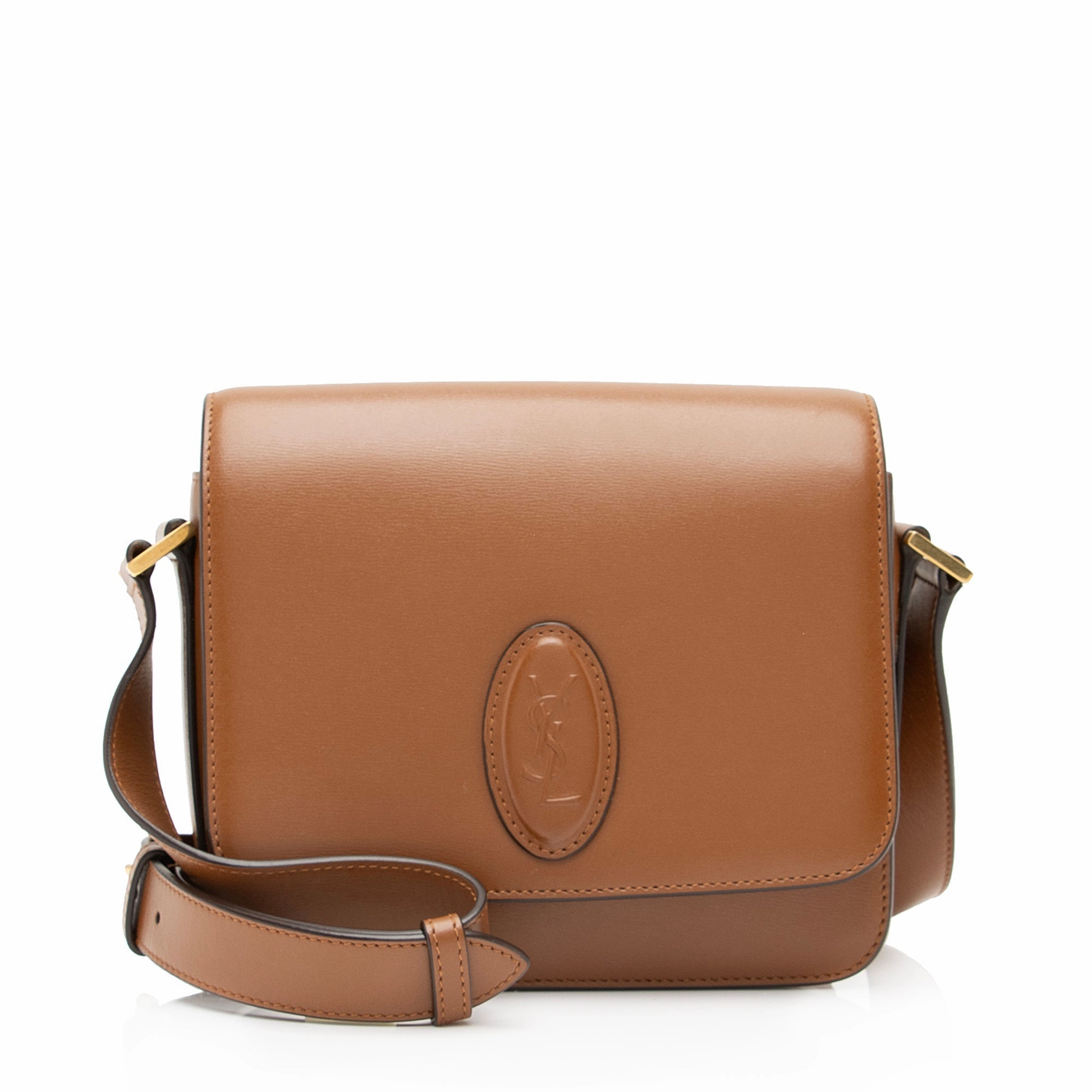 Saint Laurent Smooth Calfskin Monogram Le 61 Saddle Small Crossbody Bag (SHF-23810)