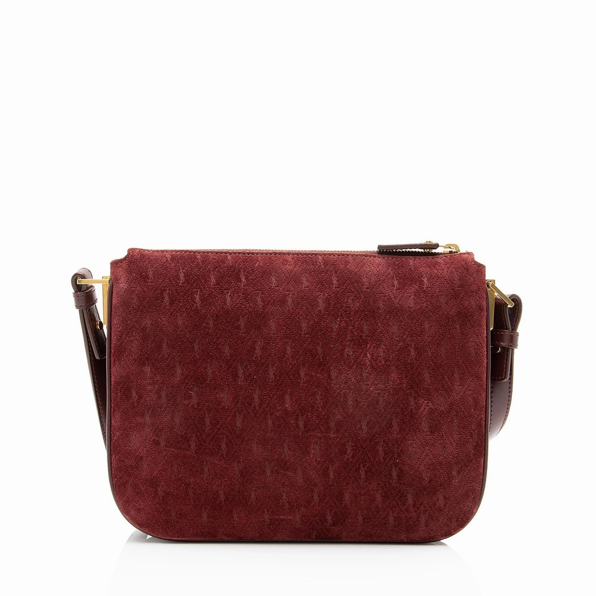 Saint Laurent Suede Monogram King Palm Crossbody (SHF-23057)