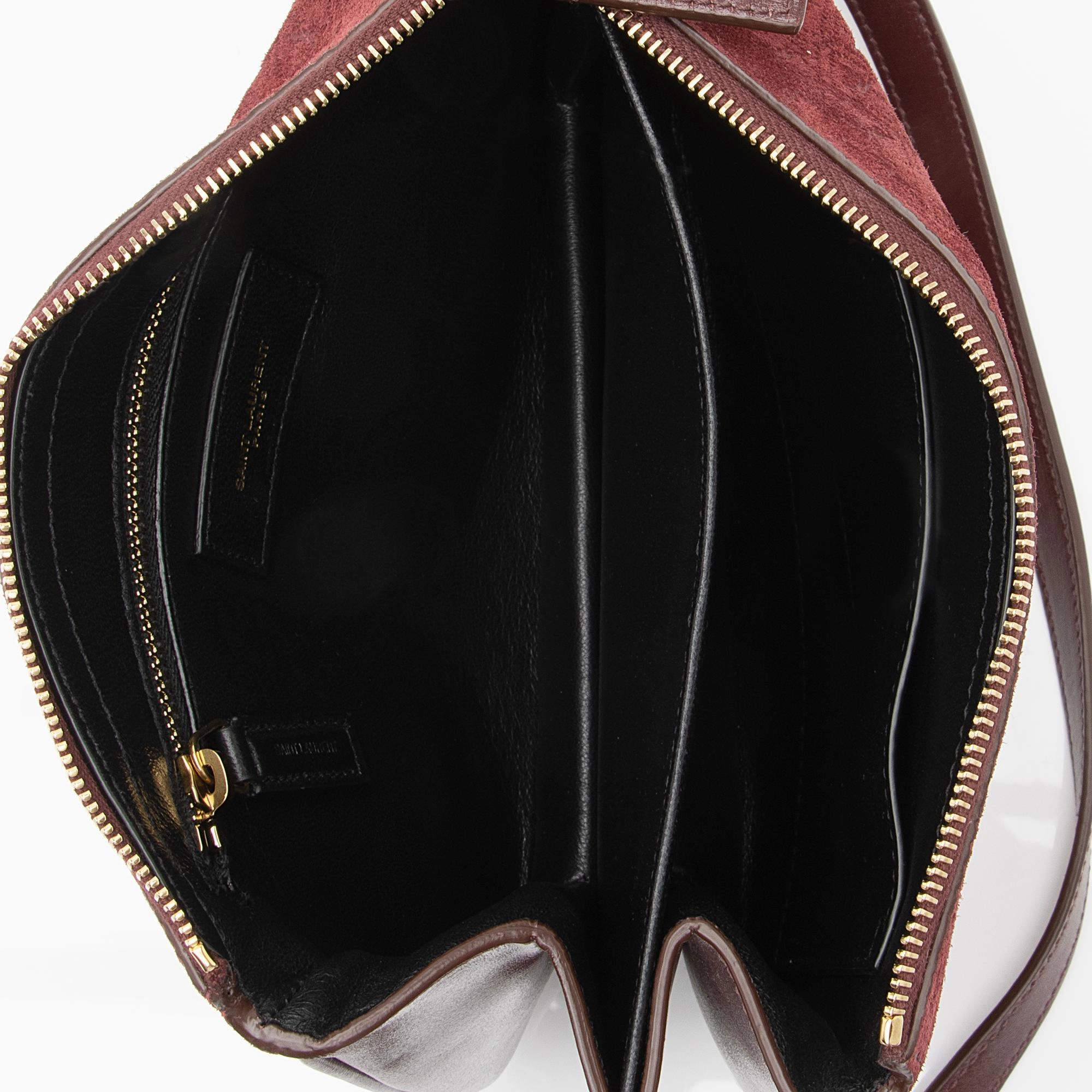Saint Laurent Suede Monogram King Palm Crossbody (SHF-23057)