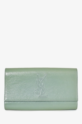 Saint Laurent Teal Green Patent Leather Belle De Jour Clutch (As Is)
