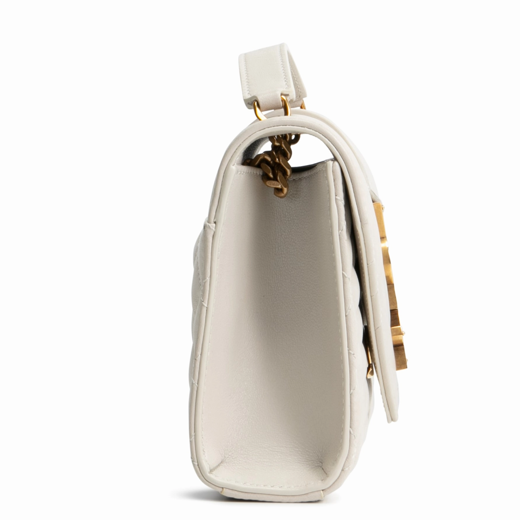 SAINT LAURENT Triquilt Envelope Small Lambskin Shoulder Bag- Ivory
