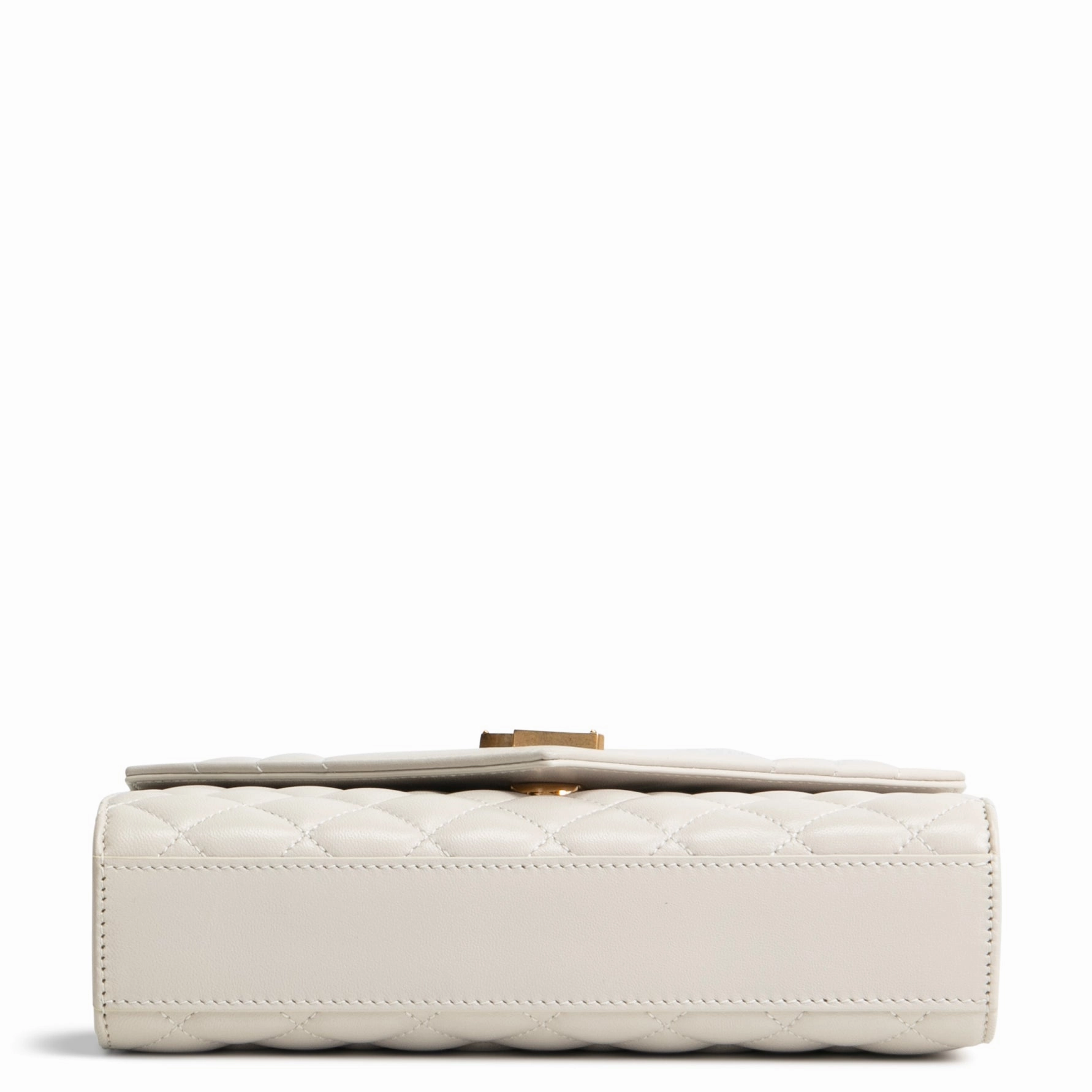 SAINT LAURENT Triquilt Envelope Small Lambskin Shoulder Bag- Ivory