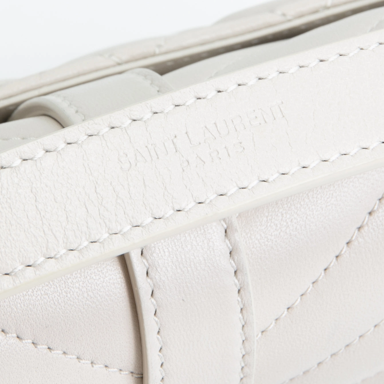 SAINT LAURENT Triquilt Envelope Small Lambskin Shoulder Bag- Ivory