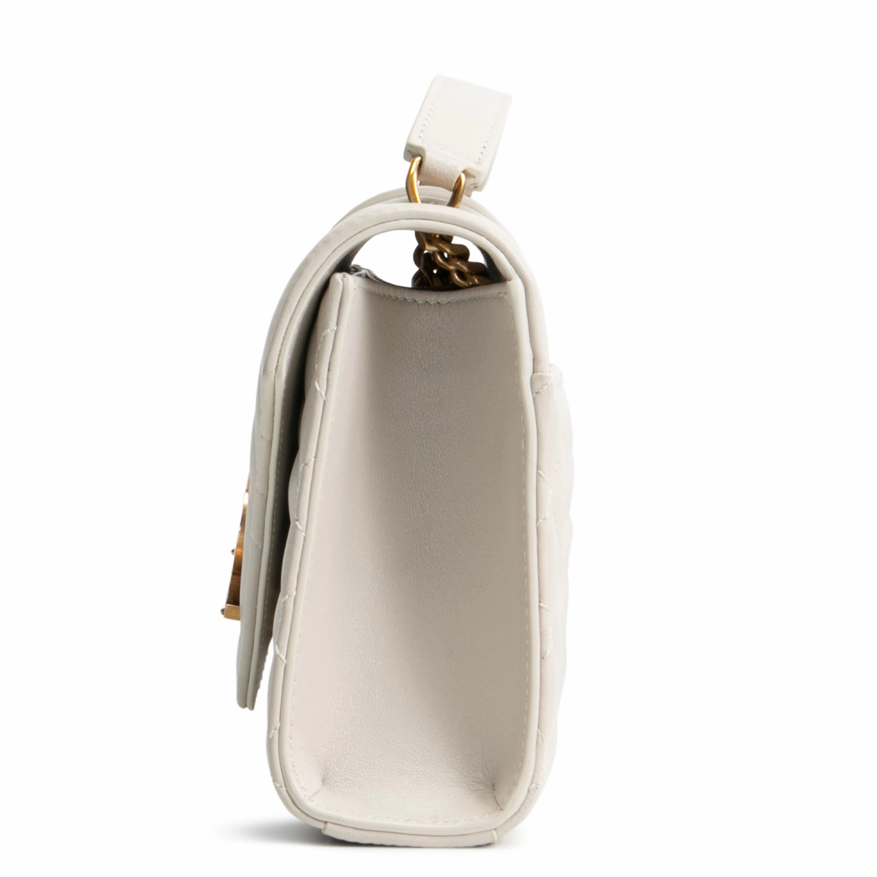 SAINT LAURENT Triquilt Envelope Small Lambskin Shoulder Bag- Ivory