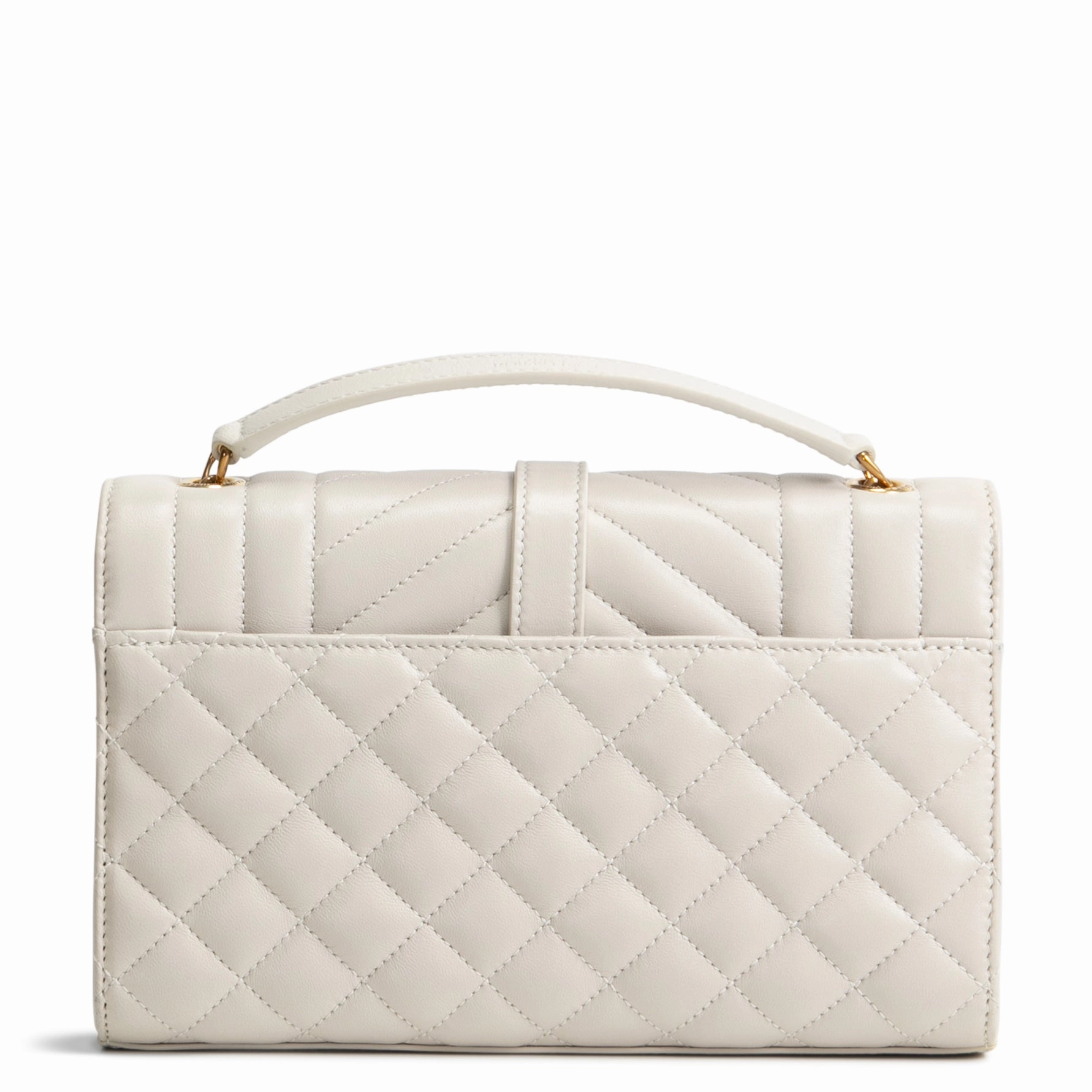 SAINT LAURENT Triquilt Envelope Small Lambskin Shoulder Bag- Ivory