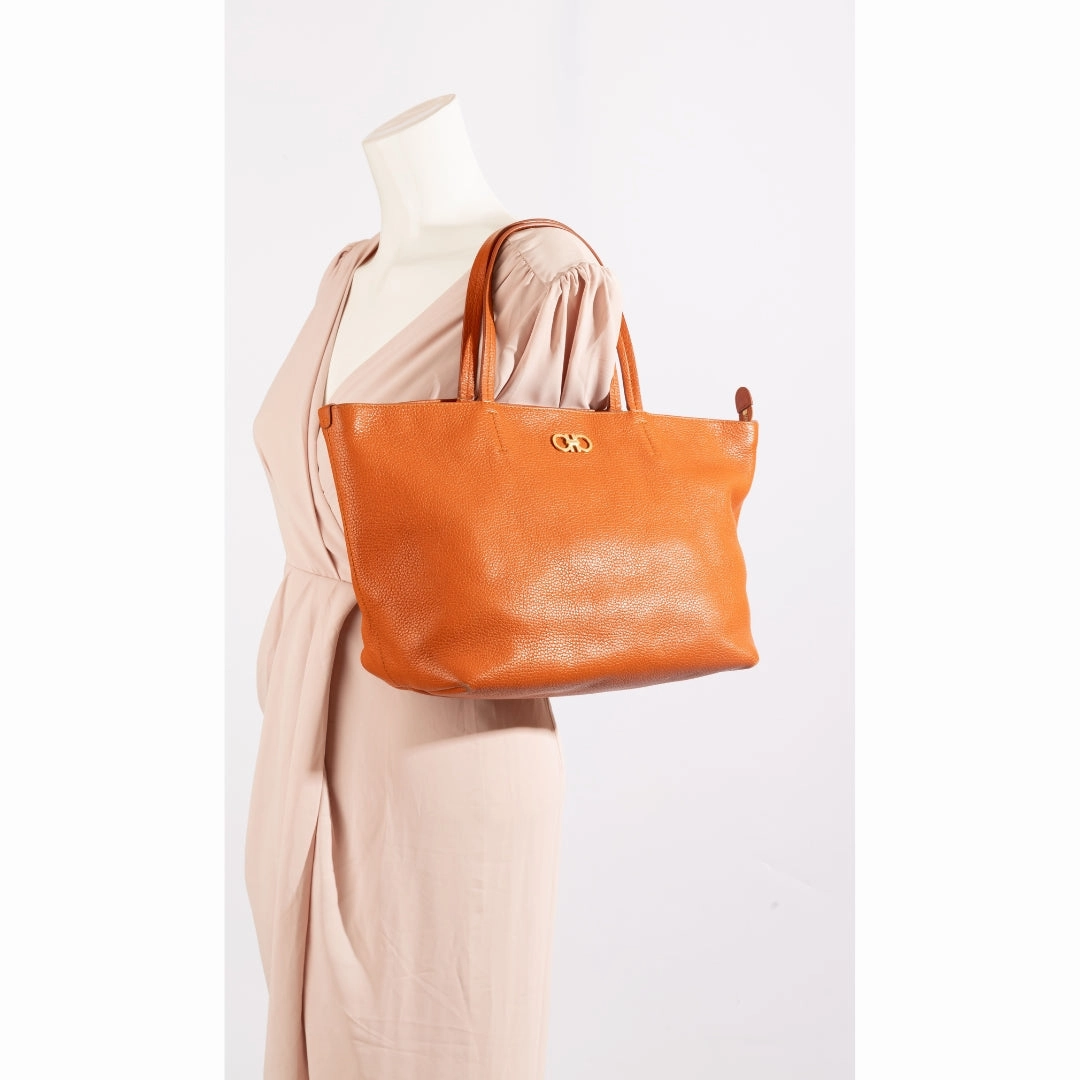 Salvatore Ferragamo Bolso Orange Leather Tote