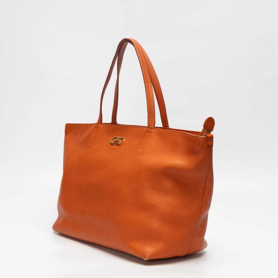 Salvatore Ferragamo Bolso Orange Leather Tote