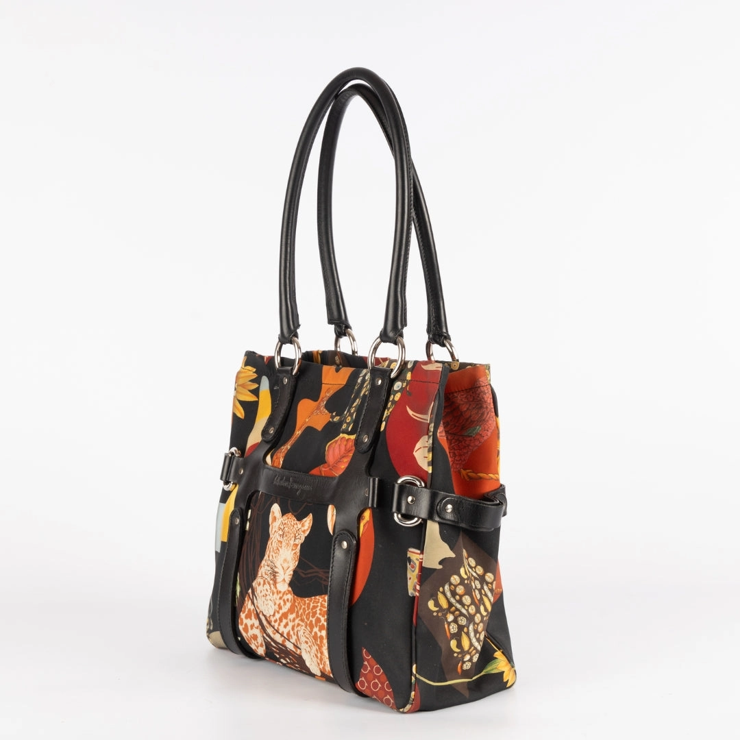 Salvatore Ferragamo Nylon Black Multicolor Tote Bag