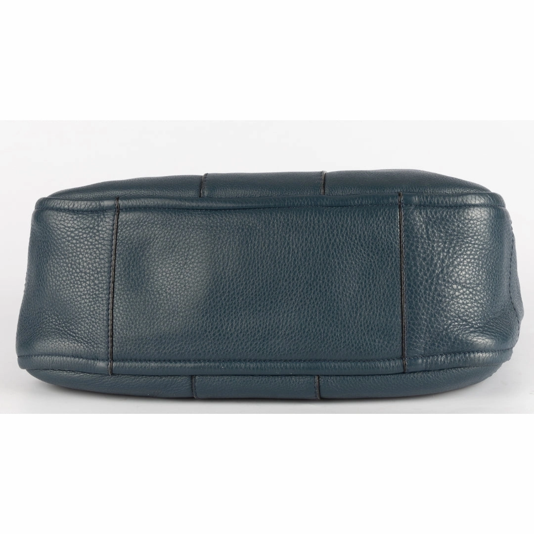 Salvatore Ferragamo Teal Blue Leather Gancini Tote Bag